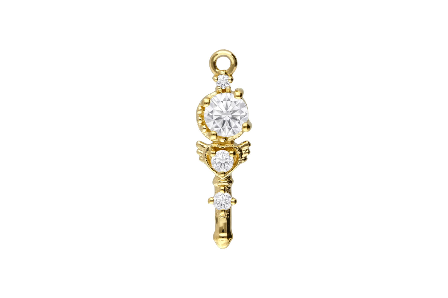 18 Karat Gold Anhänger für Clicker MOISSANIT-STAB von Piercingline